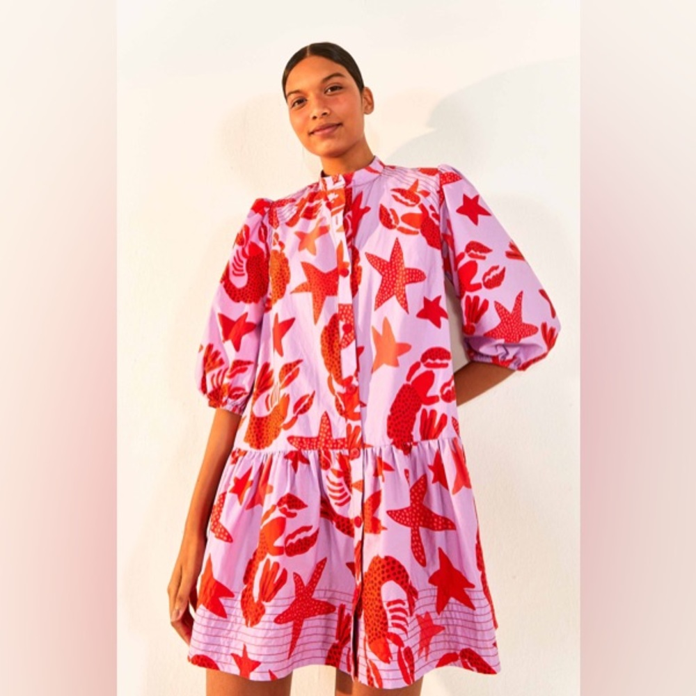 Farm Rio Lobster Sky Mini Dress